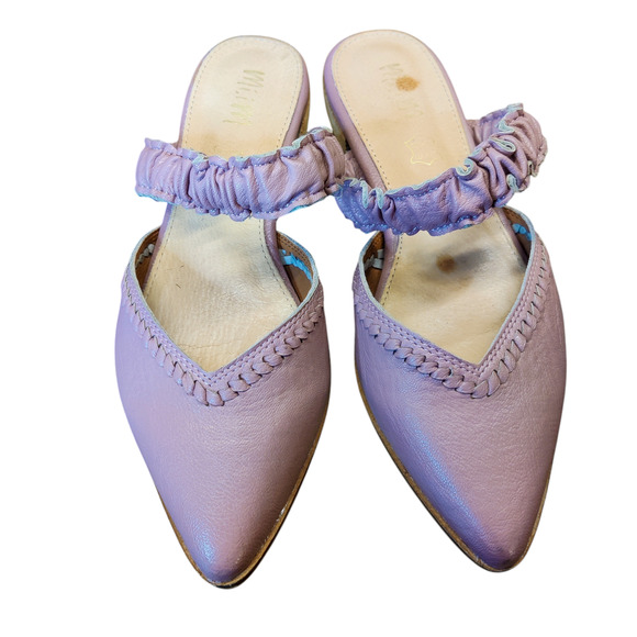 Mi.im Alicia Pointed Toe Shirred Ruffle Mule Baby Pink Flats Balletcore 7.5 - Picture 2 of 9